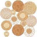 Glenmal Set of 13 Boho Wall Basket Decor Woven Rattan Flat Baskets Handmade Boho Wicker Bamboo Seagrass Wall Hanging Decor for Bedroom Living Room Dining Room Office Ready to Hang(Classic)