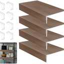 EYAYEN 4 Pcs Wire Shelf Cover，Wire Rack Covers for Shelves, PVC Wood-Look Shelf Liners with Corner Guards for Pantry, Store, Kitchen, Removable Shelves, Home Organization (24 x 12 Inch, Walnut)