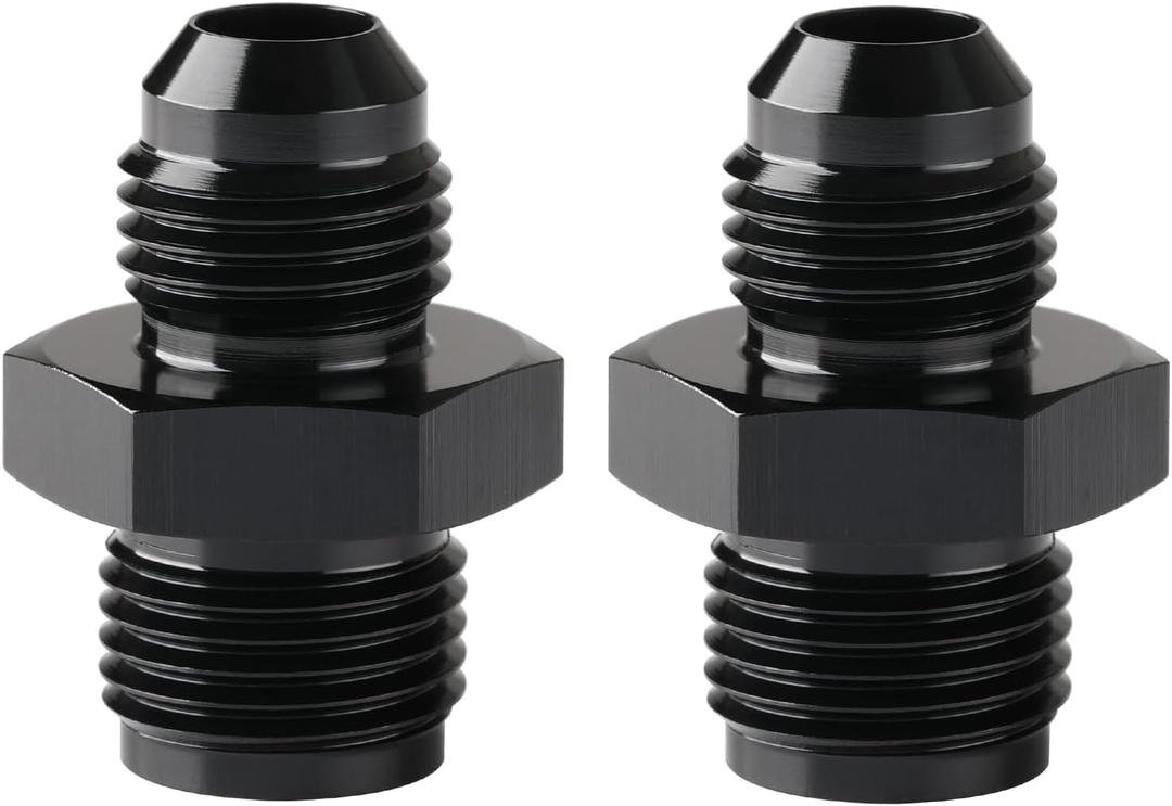 6AN Male to 5/8-18 Inverted Flare Adapter Fitting Connector Aluminum Black, Pack of 2