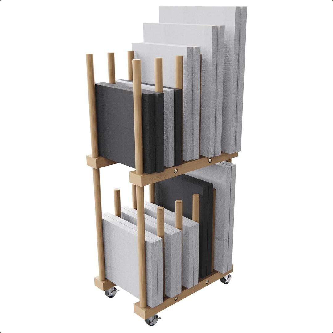 Art Storage Rack, Art Canvas Storage, Art Drying Rack, Canvas Boards Rack Art Storage with Handle & Caster Wheels for Drawing Board, Panel, Paper Pad for Art Studios, Artworks, Gallery (9.7"D x 15"W x 30"H)