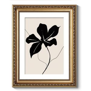 ARPEOTCY Vintage Gold Framed Wall Art Decor, 11x14 Inch Abstract Black Floral Prints, Black and White Wall Art for Living Room Bedroom, Minimalist Botanical Bathroom Decor Aesthetic