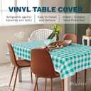 Sorfey Tablecloth - Vinyl with Flannel Back, 60"x104" Rectangle, Water Proof, Easy to Clean, Checked Green Design
