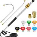 EVEAGE 14 FT Pressure Washer Telescoping Wand, Pressure Washer Extension Wands, Professional Power Washer Gutter Cleaner with 7 Spray Nozzle Tips, 2 Hose Adapters