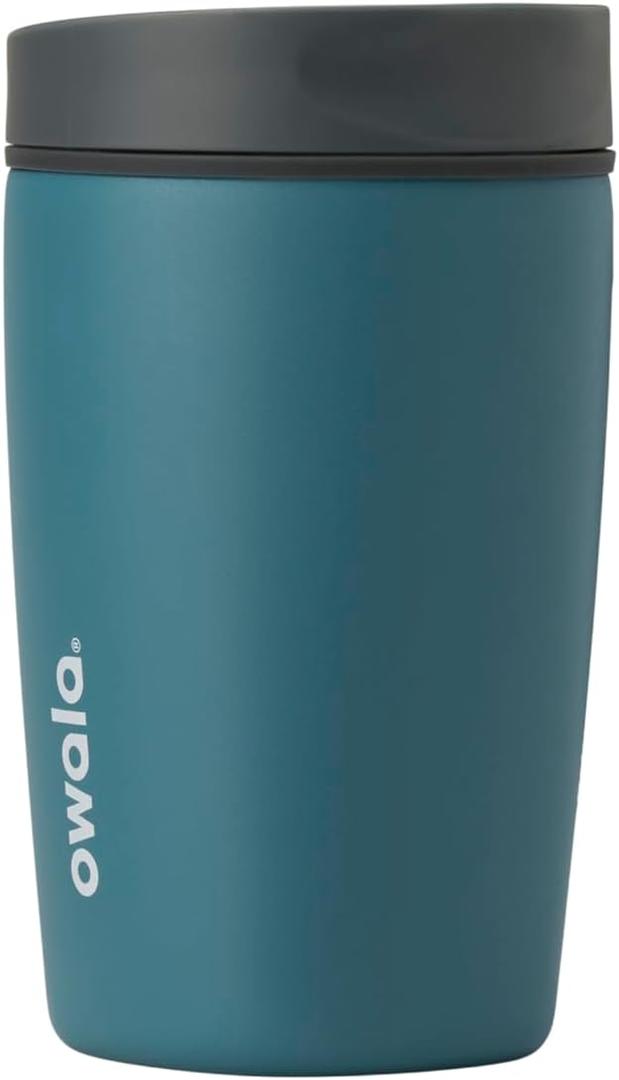 Owala SmoothSip Slider Insulated Stainless Steel Coffee Tumbler, Reusable Iced Coffee Cup, Hot Coffee Travel Mug, BPA Free 12 oz, Grey/Blue (High Dive) | SmoothSip, Slider, Insulated, Reusable, Iced Coffee Cup