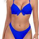 RELLECIGA Womens Push Up Bikini Set Underwire High Cut Sexy Two Piece Bathing Suit (Medium, Royal Blue)