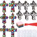 24 Sets Religious Cross Crafts Religious Tissue Paper Christian Crafts Kit DIY Christian Art Kit Resurrection Church Ornaments Jesus Sunday School Gifts