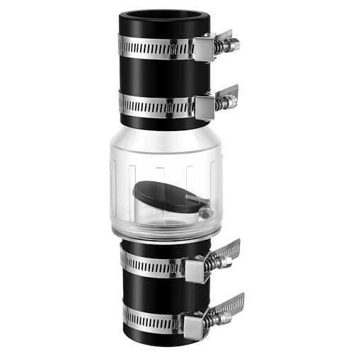 Ceoighe Sump Pump Check Valve 1-1/2", Check Valves Spring Loaded Flapper for Backflow Prevention, Silent Check Valve with 4 Stainless Steel Clamps, Sump Pump Life Expectancy Increase, Fit 1-1/2" Pipe