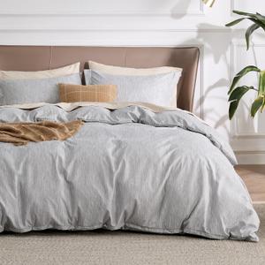 Bedsure Duvet Cover Queen Size - Soft Cationic Dyed Duvet Cover Set for Kids with Zipper Closure, 3 Pieces Bedding Set(Grey, 90"x90")