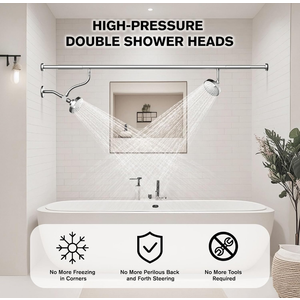 Dual Shower Head for Couples, High Pressure Double Shower Heads for Two People Rod, Two Showerhead System with 3 Spray Settings Fit 2 Person Bathroom, Birthday Gifts for Women Men (Chrome)