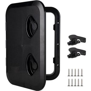 Marine Deck Access Hatch 12.4"17.3" White/Black Rectangle Boat Hatch & Lid,Boat Deck Hatch Lids (Black)