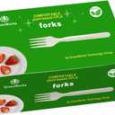 GreenWorks Heavy-duty Compostable Forks, BPI Certified 100 Count Large Disposable Cutlery Utensils Silverware Flatware Fork