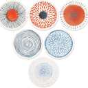 AD Set of 6 Coasters for Drinks Absorbing Round Ceramic Stone Coaster with Cork Base Tabletop Protection Mat for Mugs and Cups,Office,Kitchen (Colorful Series)