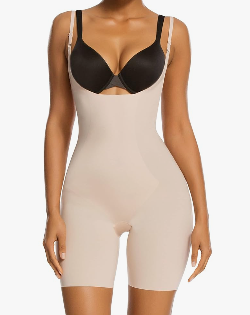 SHAPERX Shapewear for Women Tummy Control Open Bust Thigh Slimmer Body Shaper, L