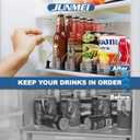 Drink Organizer for Mini Fridge (Fits Depth 12.2"), 12oz 16oz 20oz Soda Can Dispenser, Width Adjustable Automatic Pusher Glide, 12.2" D 4ROW Holds 16 Cans, White