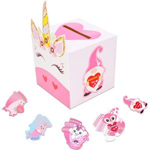 valentines boxes for kids valentine box cards classroom mailbox boys girls gifts exchange & greeting valentines cards for kids classroom (1 Mailbox, 32 Valentine Cards, 1 Teacher Card） (Style 2)