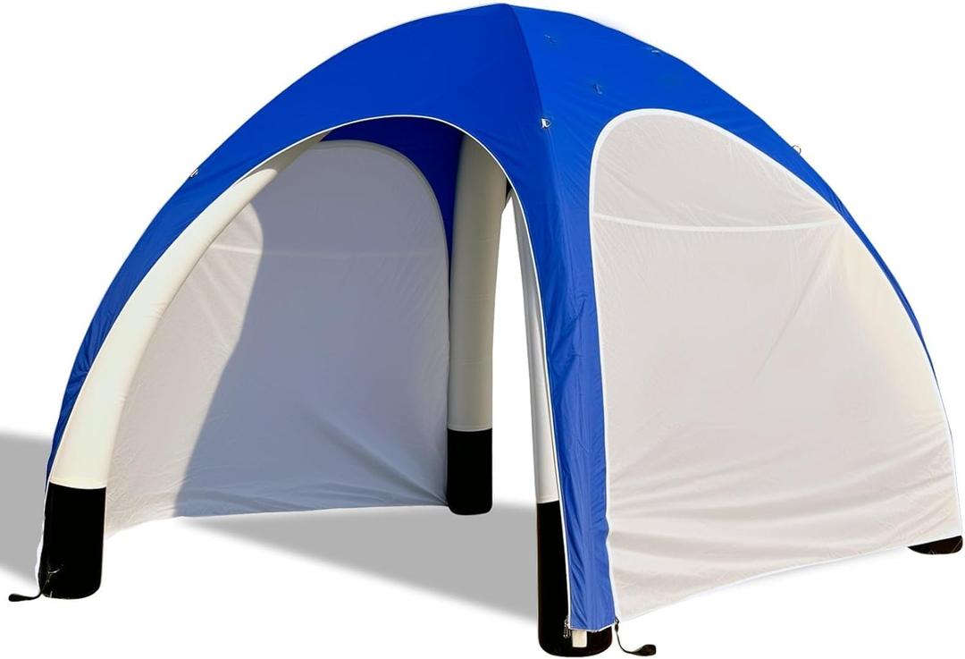 Inflatable Shade Air Canopy Tent 10x10Ft Outdoor UV Protection Sun Shelter with 2 Removable Side Panels,Stakes & Sandbags,Air Pump, for Outdoor,Marketing Events,Trade Shows (Blue)