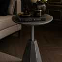 Round Wood Side Table, Coffee Nightstand Cocktail Drink Modern Accent Circle End Table, Wood Pedestal Base for Living Room, Bedroom, Small Spaces, Offices, Antique Silver, 21.6" H x 15.7" L x 15.7" W