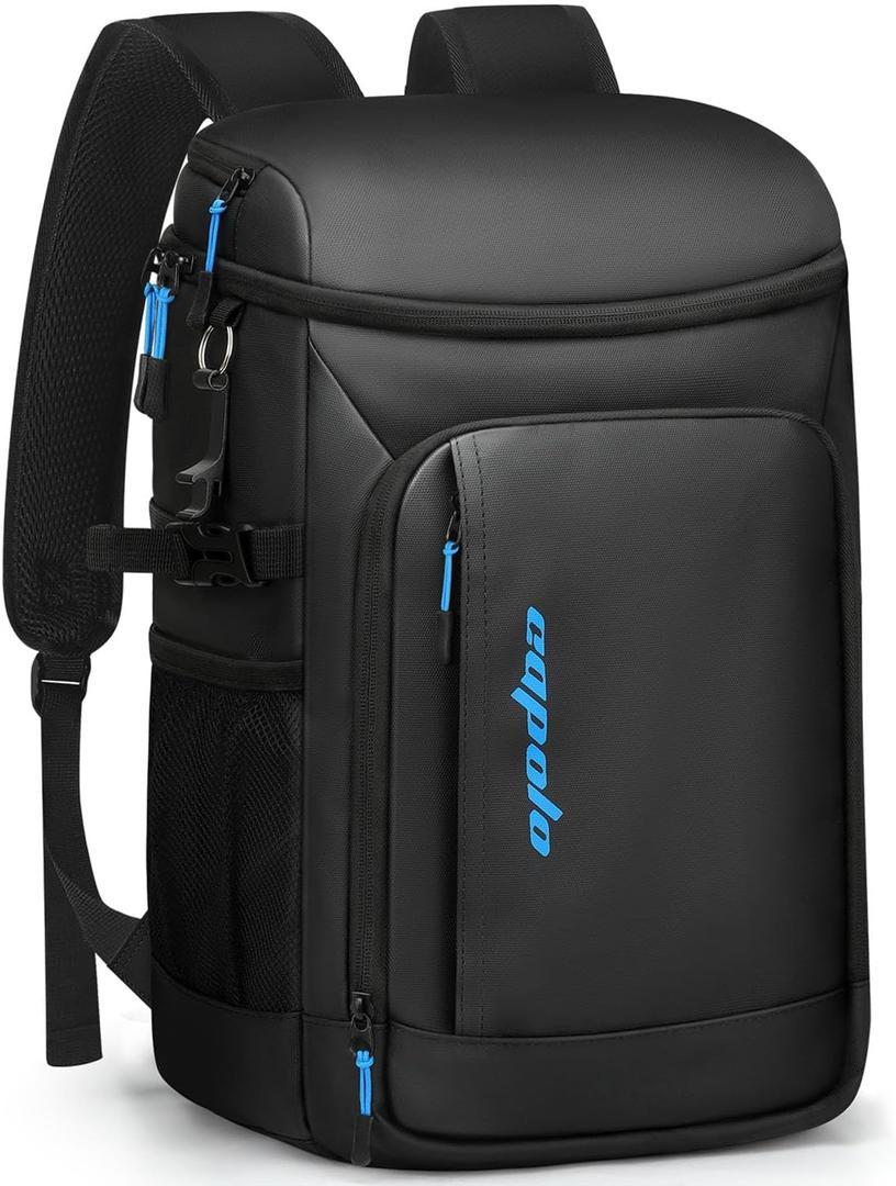 Capolo 36 Cans Cooler Backpack Insulated Waterproof for Women Men Lunch Backpack Coolers Leak Proof Soft Cooler Bags (Deep Black Leather)