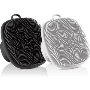 Face Scrubber 2Pack Silicone Face Scrubber for Men, Facial Cleansing Brush Silicone Face Wash Brush Manual Waterproof Cleansing Skin Care Face Brushes for and Exfoliating (Black+white)