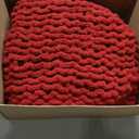 Chunky Knit Throw Blanket, 50''*60'' Knitted Throw Chenille Yarn for Bed Couch, Handmade Red Crochet Big Thick Blanket, Machine Washable Cute Comfy Blanket for Home Decor