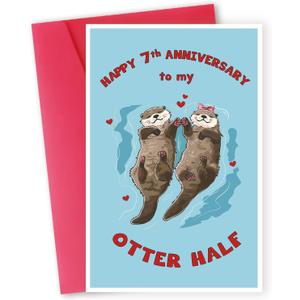 3 x Funny 7th Anniversary Card for Husband Wife,Sweet 7th Wedding Anniversary Card for Couple Boyfriend Girlfriend,7 Year Anniversary Card Gift Idea (hs-136)