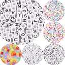 Letters Acrylic Square Beads Jewelry Making Loose Gasket DIY Necklace Bracelet Black and White Digital Love Heart Accessories - (Color: Style 3/Item Diameter: 100pcs)