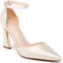 Juliet Holy Women's Pumps Point Closed Toe Heels Buckle Ankle Strap D'Orsay Heeled Sandals (7.5, Beige)