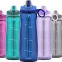 Pogo Plastic Water Bottle with Straw Lid and Carry Handle, Reusable, BPA Free, Dishwasher Safe, Perfect for Travel, School, Outdoors, and Gym | 32oz, 40oz (Blue)