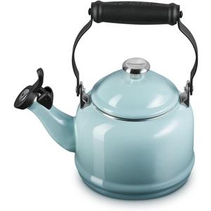 Le Creuset Enamel On Steel Demi Tea Kettle with Metal Finishes, 1.25 qt., Sea Salt (1.3 Quarts)