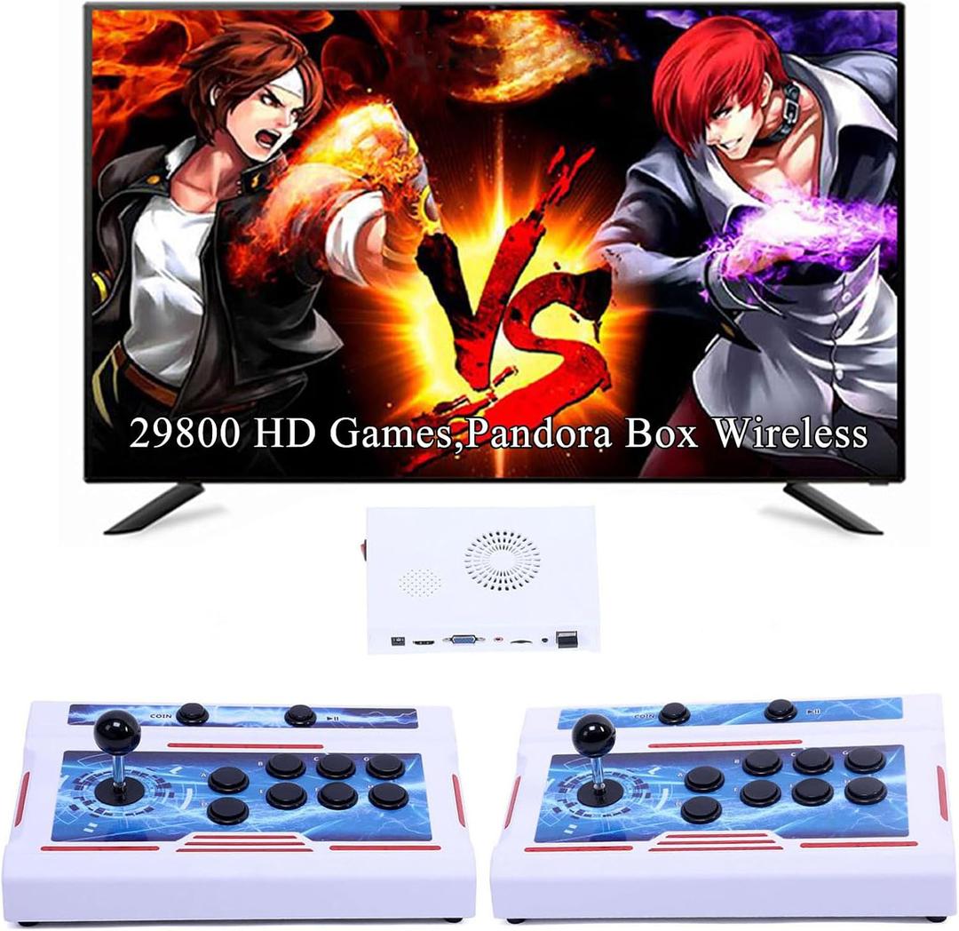 GWALSNTH 29800 in 1 Wireless Pandora Box Bluetooth Arcade Games Console,1280X720 Display,3D Games,Search/Save/Hide/Pause Game,1-4 Players
