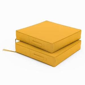 Tounosnt Patio Chair Cushions 22 x 22 x 4 Inch Waterproof Outdoor Seat Cushions for Patio Furniture, Outdoor Sofa Couch Pads with Ties & Handle, Set of 2, Yellow