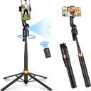 Auto Face Tracking Tripod 360Rotation Rechargeable Phone Tripod Stand 70" Extendable Smart Shooting Phone Stand with Remote and Gesture Control, No App, for iPhone Vlog Live Video Recording.
