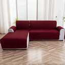 Genina Sectional Couch Covers for Dogs L Shaped Sofa Covers Chaise Lounge Cover Reversible Sofa Cover Sectional Furniture Protector for Pets, Kids (Wine Red, Large)