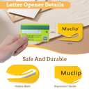MUCLIP 4 Pack Letter Opener Set - Invisible Blade,Envelope Opener for Mail,Parcels,Wrapping Paper,Office and Home Use, Ergonomic ABS Plastic Multi-Purpose Envelope Slitter Tool