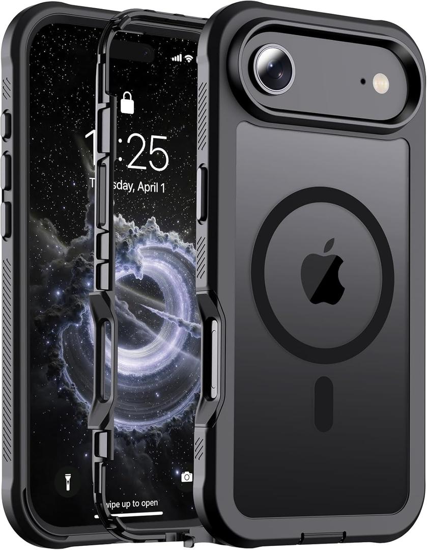 Magnetic for iPhone Air Case, [Compatible with MagSafe][Military Grade Drop Protection][Heavy Duty Protection][Non-Slip][Shockproof] 2-Layer Durable Bumper Phone Case 6.5''-Black