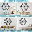 Sratte 3D Large Family Photo Clock Frame Wall Decor, 5 x 3.5 Inch Family Tree Decor, Paper Photo Frame DIY Clock Quote Wall Stickers Kit for Home Office Living Room Bedroom Mother's Day(Black)