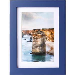 wyooxoo 5x7 Picture Frame Made of Solid Wood Photo Frame Display Pictures 4x6 with Mat or 5x7 Without Mat For Table top Display or Wall, Dark Blue, 1 Pack