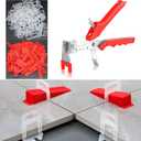 1/8Tile Leveling System Kit, 600pcs Tile Leveler Spacers Clips+150pcs Reusable Wedges+1pc Tile Pliers for Wall/Floor Tile Adjustment, Leveling Tile System for Ceramic Tile