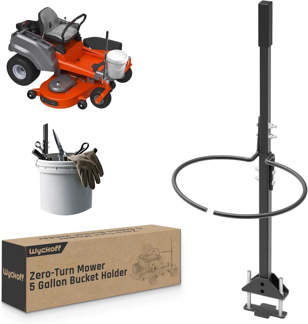 Wyckoff Zero-Turn Mower 5-Gallon Bucket Bracket Holder/Handle, Heavy-Duty Universal Fit for Lawn Debris & Tool Transport, 20 LBS Load Capacity, Quick Assembly & Rust-Resistant Steel Design