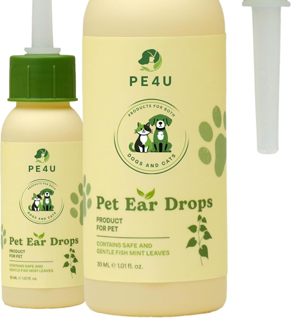 Dog Ear Cleaner, Natural Dog Ear Drops and Ear Infection Treatment for Dog, Dog Ear Cleaning Solution for Itching, Irritation & Wax Build-Up, 1 oz Bottle