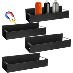 4 Pcs Magnetic Aerosol Spray Can Holder, Wall Mounted Spray Bottle Rack, Mechanic Paint Bottle Can Organizer, Tool Box Storage Rack for Garage Home Workspace (Black)