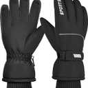 Winter Ski Gloves for Men & Women - Waterproof Thermal Windproof with Touchscreen,Non-Slip Grip for Outdoor Skiing Hiking Snowboard Pack Of 2, M, Black