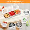 Stainless Steel Snack Containers with Lids, 2 Pack Grab and Go Metal Snack Containers, 3 Compartment Reusable Stainless Steel Snack Box for Food Lunch Meal Prep (3+2 Compartment 2 PCS)