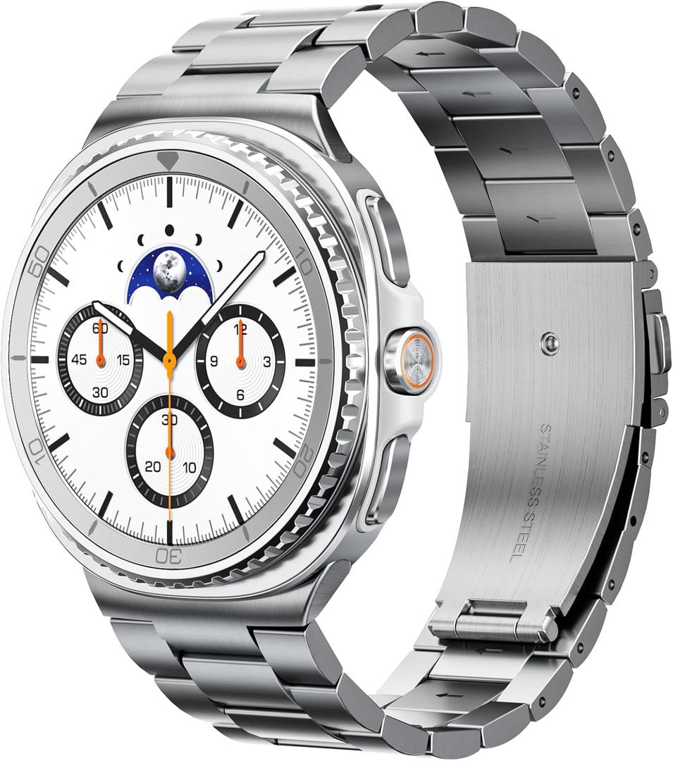 Metal Band Compatible with Samsung Galaxy Watch 8 40mm/44mm/Classic 46mm 2025,No Gap Business Stainless Steel Strap for Galaxy Watch8 Men Women,NOT for Other Models (SILVER)