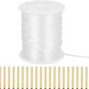 OLYCRAFT 50m/54.7 Yards 1.5mm Nylon Memory Wire Nylon Memory Brim Line Plated Memory Wire with 20pcs Brass Crimp Tube Beads Bustle Nylon Memory Brim Line for Shaping Millinery Hat Brims