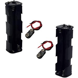 LAMPVPATH (Pack of 2) 8 AA Battery Holder, Two Layers Battery Case, 12v AA Battery Holder, 8 AA Battery Holder with Leads with (Pack of 2) I Fonts Clip Connector