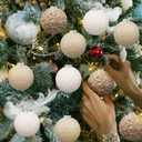 Soulchen12 Pcs 3.15 Inch Neutral Fur Christmas Ball Bulk Sherpa Christmas Tree Ornaments Round Hanging Decoration for Party Supplies Holiday Rustic Fireplace Mantel Home Wall Decor