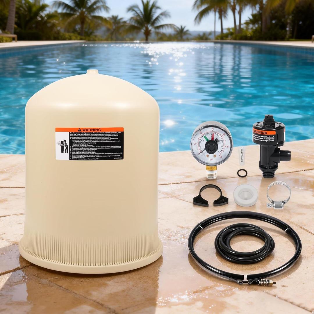 170022 Tank Lid Assembly Fit for Pentair 180009 FNSP60, Pool Filter Cover w/190003 Clamp Kit, 39010200 O-ring, 98209800 Air Relief Valve - Tank Cover Replace 4600-0022 622793