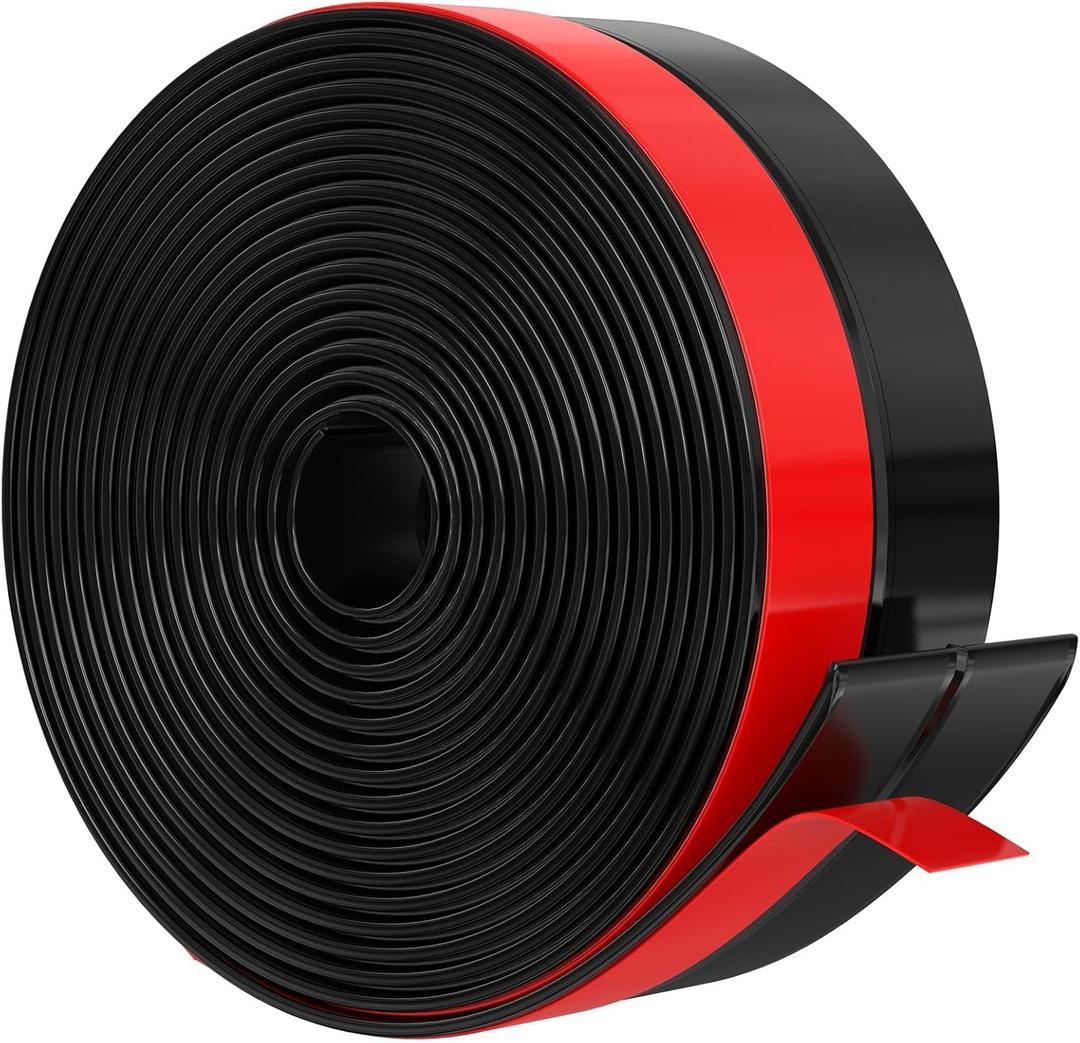 2026 New Upgrade Wide Silicone Weather Stripping Door Seal with Strong Adhesive 3" x 17 ft, Draft Stopper Tape for Door Frame, Side and Bottom Gaps Strip for Glass Shower, Black