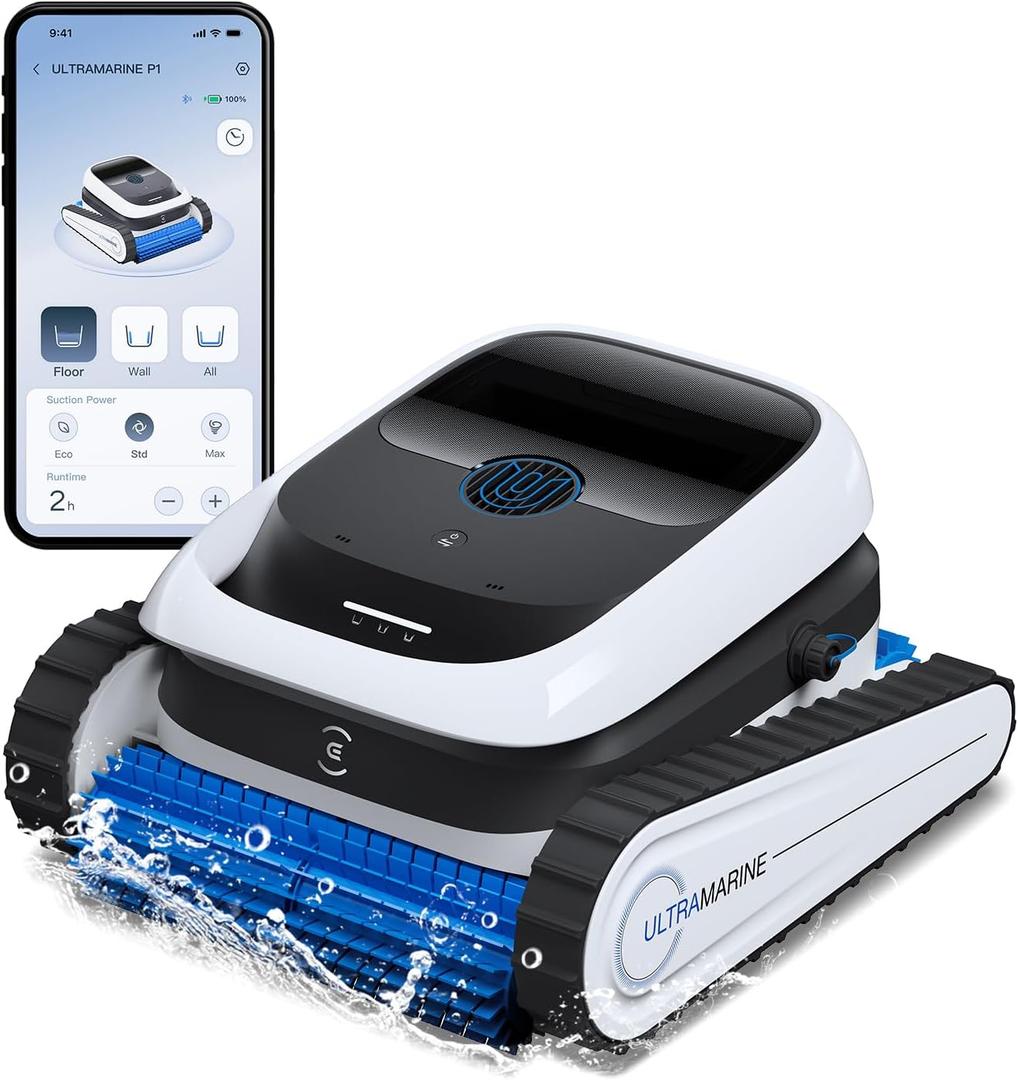 ECOVACS Ultramarine P1 Cordless Robotic Pool Vacuum for Inground & Above Ground Pools, 180 Min Runtime, Smart Navigation, App Control Pool Vacuum for Floor, Wall & Slope, Cleaning Up to 1937 sq ft